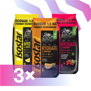 Isostar pulveris Hydrate & Perform Ecosize 1.5kg x 3 - Outlet