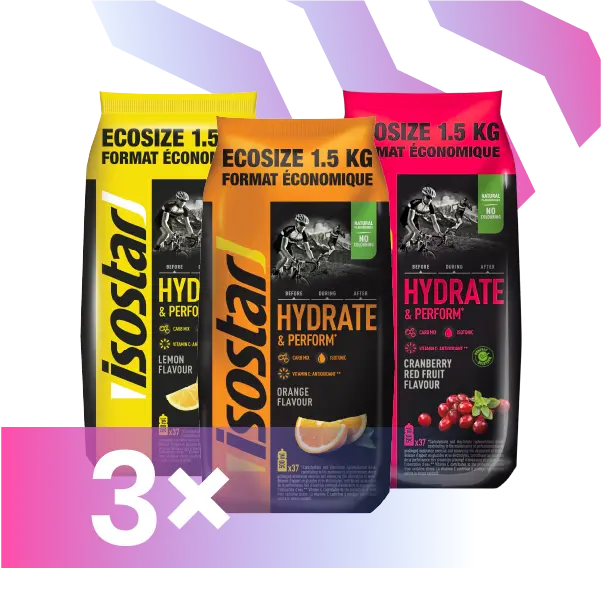 Isostar pulveris Hydrate & Perform Ecosize 1.5kg x 3 - Outlet