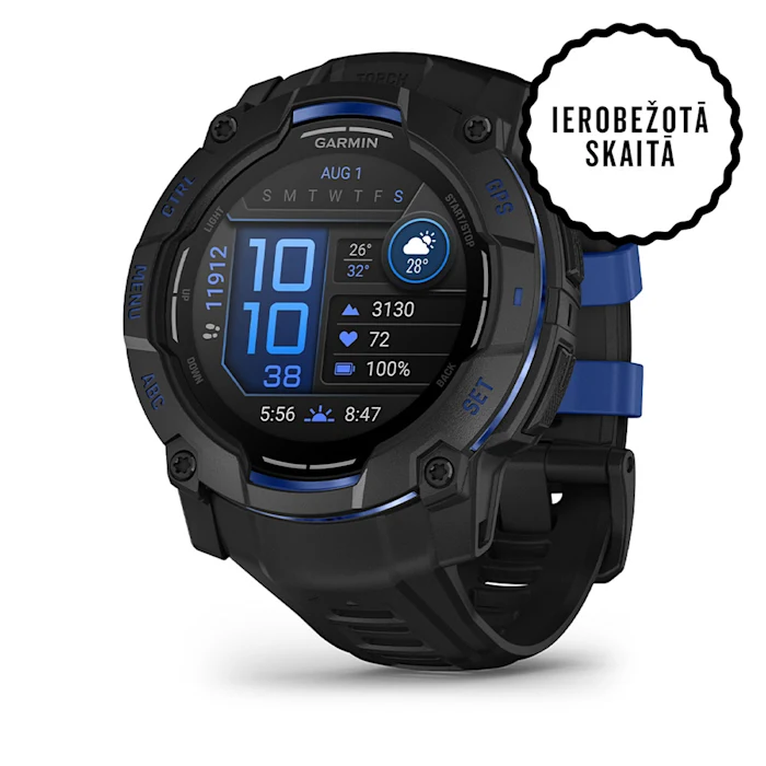 Garmin Instinct 3 Amoled Black Bolt Blue 50 mm - Multisportam